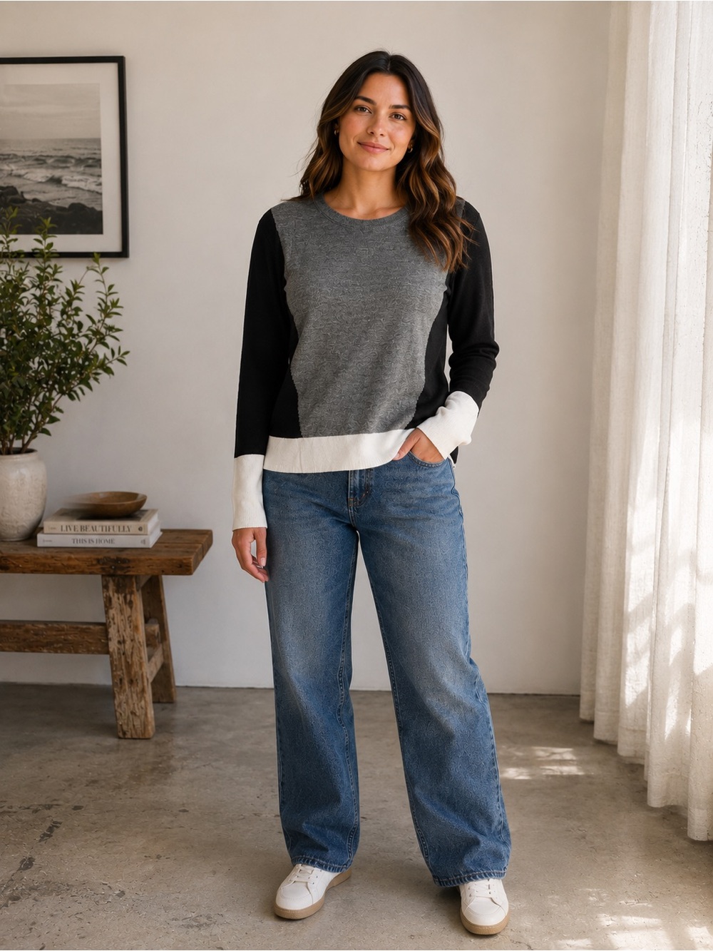 French Connection Heather Gray Crewneck Sweater